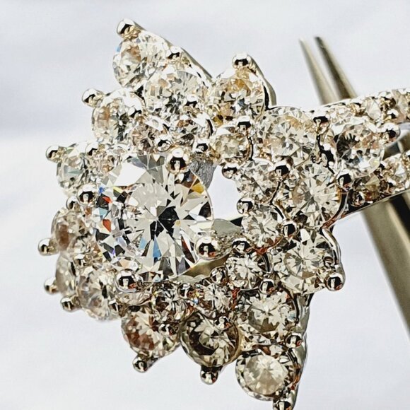 💎Generous Vintage Zircon Silver Luxury Flower Rings for Women, INDN8094 - Picture 12 of 15